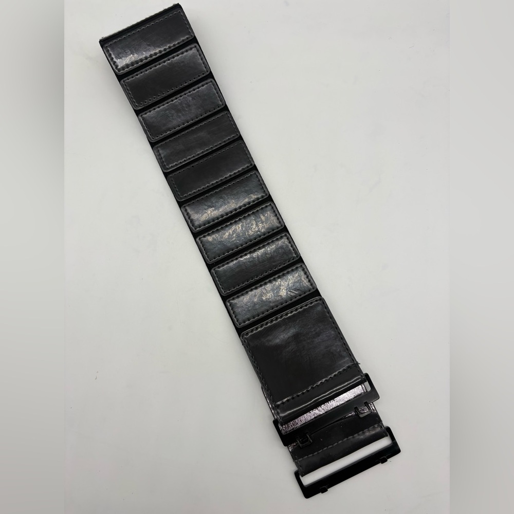 Stylish Black Grey Patent Leather Bag